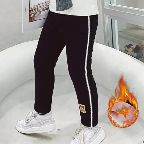 Winter Cotton Girls Outer Wear Leggings 2021 Korean Version Plus Velvet Thick Warm Pants Solid Color Fashion Childrens Trousers