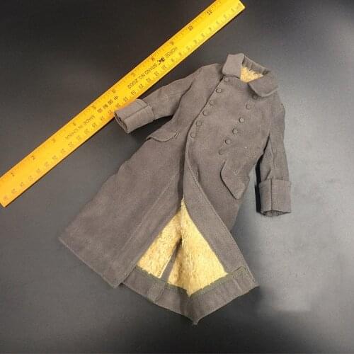 1/6 WWII German Armys Grey Long Velvet Cotton Coat for 12''Figures Bodies Accessories