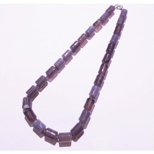 1 Strand/28Pcs 13x10mm Wholesale Fashion DIY Jewelry Natural Gray Agate Cylindrical Shape Pendant Necklace Length 210mm S1113