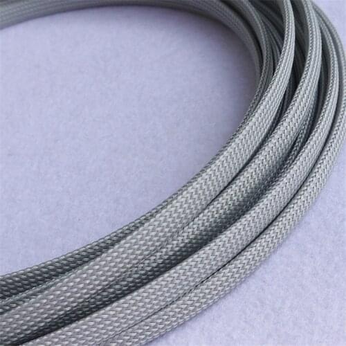 1 Meters High quality Gray 16mm Braid PET Expandable Sleeving High Density Sheathing Plaited Cable Sleeves DIY