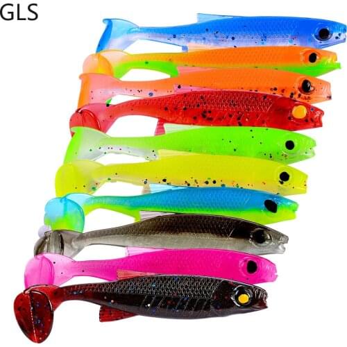 10pcs/Lot Soft Lures Silicone Bait 7cm 2.5g T-Tail Soft Worm Artificial Baits Bass Silicone Fishing Baits