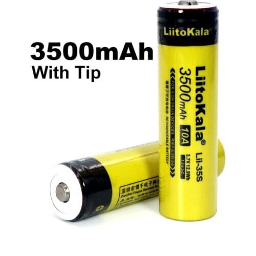 10PCS LiitoKala Lii-35S 4PCS New 18650 battery 3.7V 3500mAh 2PCS rechargeable lithium battery for LED flashlight+DIY pointed