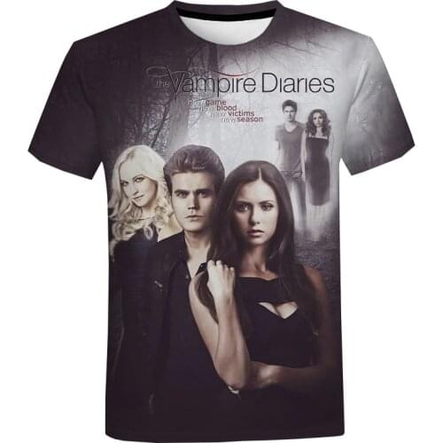 2021 The Vampire Diaries 3D Print T Shirt Horror Movie Harajuku Streetwear Plus Size Tee Tops Men Women Fashion Casual T-shirt