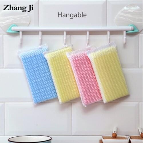 ZhangJi 6 Pack Kitchen Cleaning Sponge Dish Cup Pool Sink Tableware Wipe Washable Reusable Bathroom Accessories Random Color