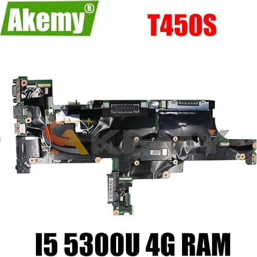 Akemy For Lenovo Thinkpad T450S Laptop Motherboard AIMT1 NM-A301 CPU I5 5300U 4G RAM Test Work FRU 00HT736 00HT737 00HT738