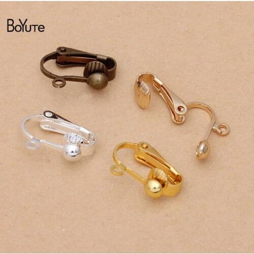 BoYuTe (50 Pieces/Lot) 9*17MM Metal Brass No Pierced Ear Clip with Loop Earring Accessories Diy Hand Made Jewelry Findings