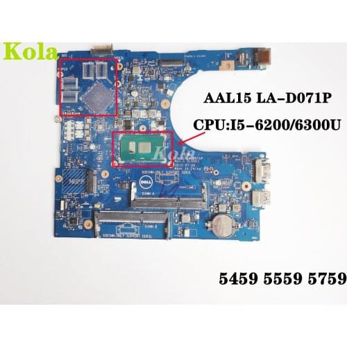 CN-027G19 027G19 AAL15 LA-D071P mainboard For DELL 15 5459 5559 5759 laptop motherboard with I5-6200/6300U DDR3 100% fully test