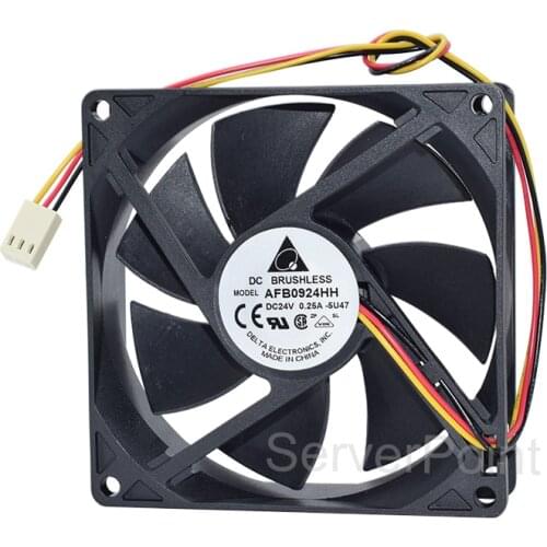 For AFB0924HH Square Cooling Fan DC 24V 0.25A Three Lines 9025 Cooler Fan