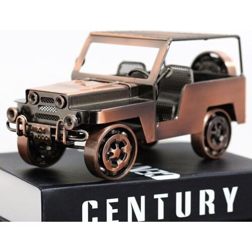Aesthetic Desk Accessories Travel Jeep Model Retro Metal Crafts Wrought Iron Ornaments Cars Off-Road Vehicles Miniatures