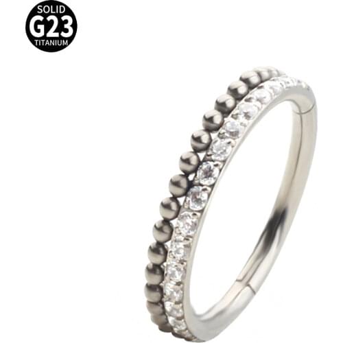 G23 Titanium Hinged CZ Pave Side Segment Nose Ring Hoop Ball Septum Clicker Lip Ear Cartilage Tragus Helix Body Piercing Jewelry