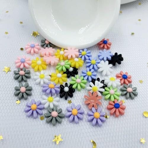 12mm Cute Resin Flower with Rhinestone Flatback Cabochon for DIY Jewelry,phone,nail Artdecoration Beads Craft E37