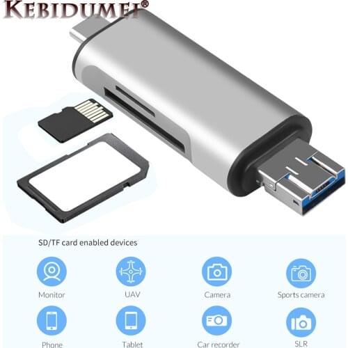 Kebidu Card Reader USB 2.0 Type C To SD Micro SD TF Adapter For Laptop Accessories OTG Card Reader Smart Memory SD Card Reader