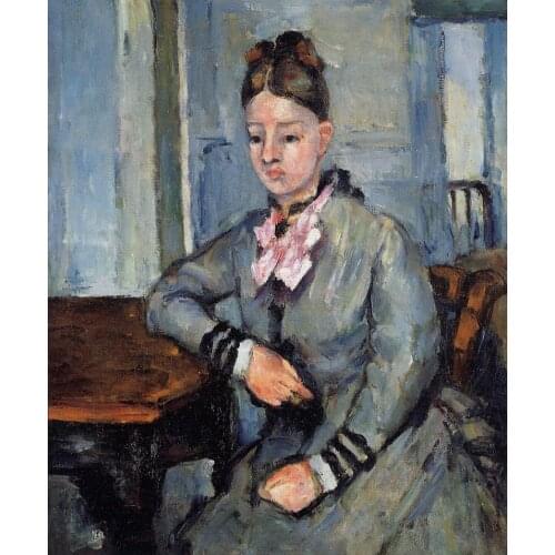 Paul Cezanne Oil Painting Reproduction,handmade oil painting,madame-cezanne-leaning-on-a-table,canvas oil painting,high quality