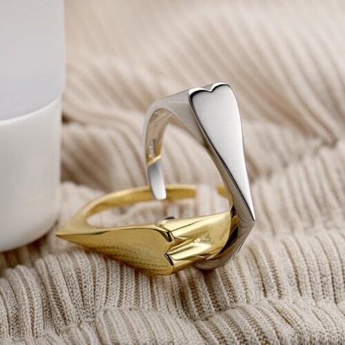 Morivovog 925 Sterling Silver Glossy Heart Rings for Women Minimalist Creative Chic Temperament Rings Festival Jewelry 925 Bague