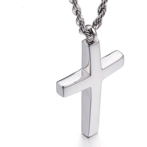 Korean version of the Christian titanium steel smooth cross men jewelry pendant