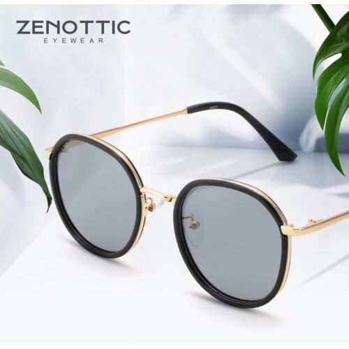 ZENOTTIC Retro Round Polarized Sunglasses for Men Women Brand Design Oversized Metal Frame UV400 Protect Driving Shades Eyewear