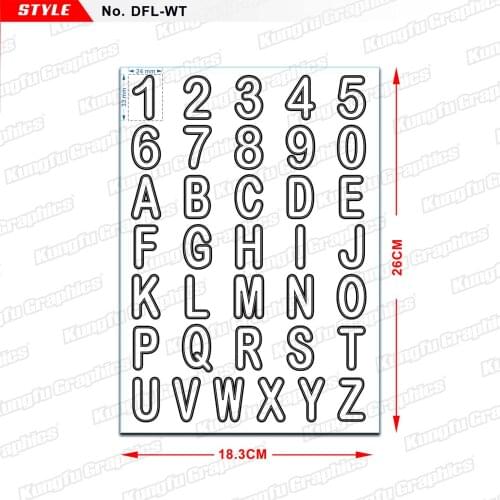 KUNGFU GRAPHICS DIY Number Plate Alphabet Sticker Sheet for Motorcycle Motocross Enduro Décor Label Emblem DFL