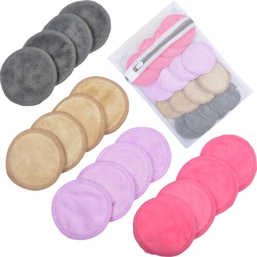 Reusable Microfiber Makeup Remover Pads Round Facial Toner Pads Cleansing Wipe Cloth Chemical Free With Laundry Bag 14 Packs