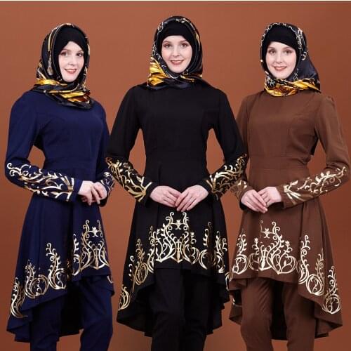 Dubai Muslim Women Dress Asymmetry Mid Tops Ramadan Vestidos Kaftan Turkey Oman African Middle East Arab Party Islamic Clothing
