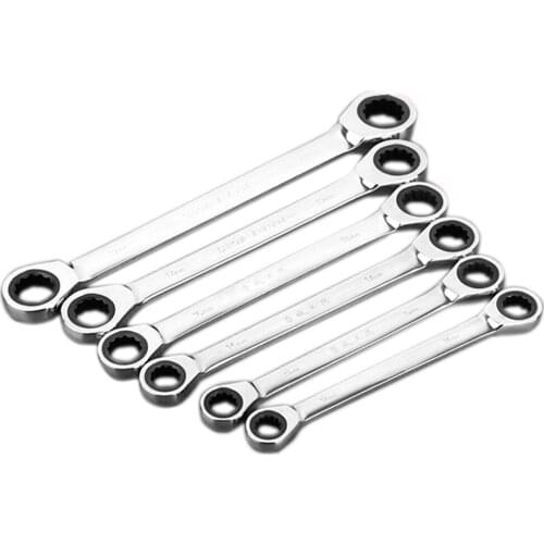 8-19mm Double-Headed Quick Reversible Combination Ratchet Wrench Set Metal Ratcheting Socket spanners hand tools DAL014