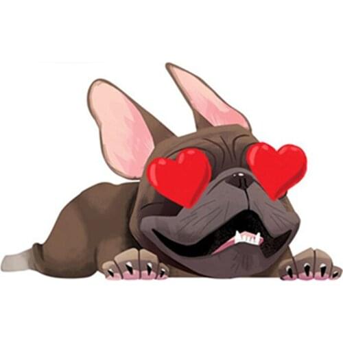 Personality Showing Love French Bulldog Sticker Car Window Decal Car Stickers Cartoon Pet Dog Car Styling Apply To Car Window