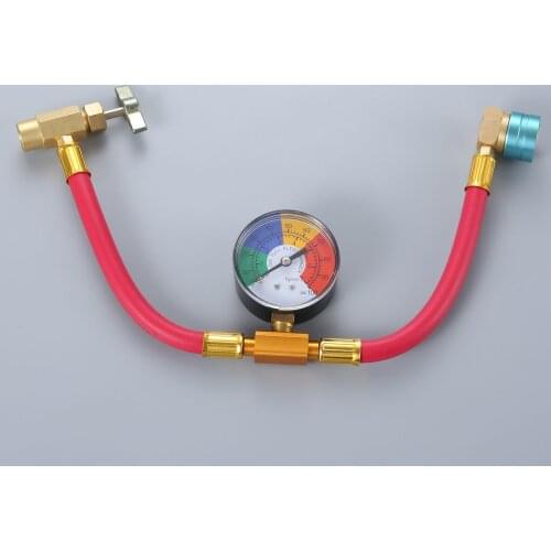 Low Side R1234yf Quick Coupler Refrigerant Recharge Hose Kit Pressure Gauge Can Opener Quick Coupler
