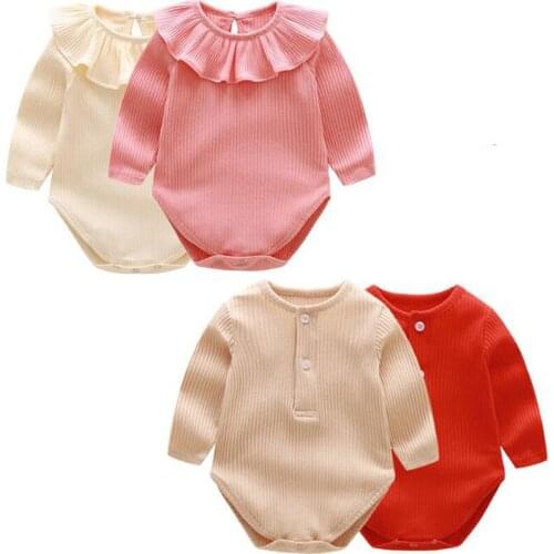 Kids New 2021 Spring Autumn Boy Girl Pure Color Rompers Baby Boy Girl Newborn Rompers Clothes Baby Boys Girl Rompers