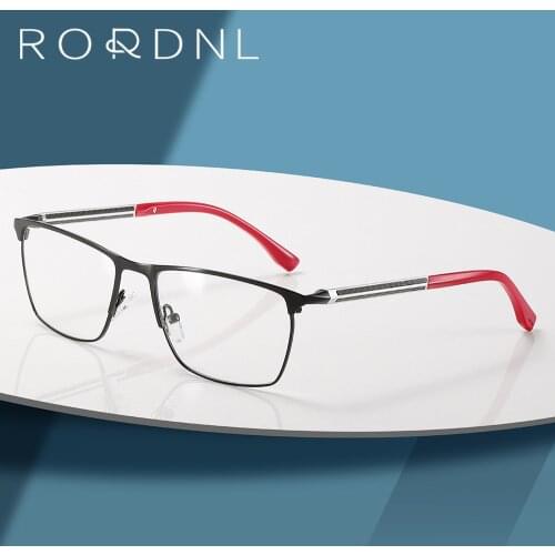 Business Style Optical Glasses Frame Men Myopia Prescription Eyeglasses Frame Male Square Stainless Steel Eyewear Frame Brand