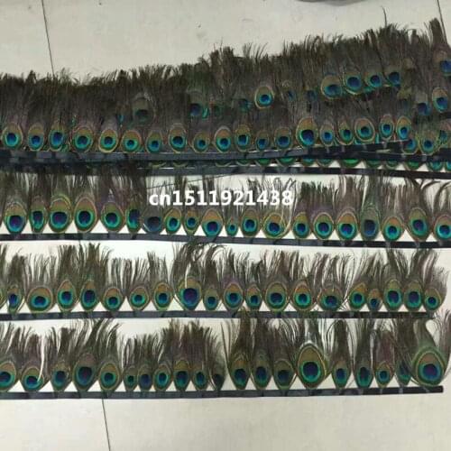 Wholesale 1 yards natural Peacock feather eye Ribbon decorative 4-5inch/8-12cm Width stage performance Clothing accessories diy