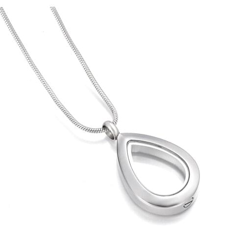 Cremation jar Necklace Blank/Teardrop Stainless Steel Memorial Ashes Locket Necklace with Glass Cremation Urn Jewelry for Women