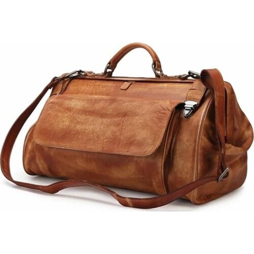 POOLOOS Top Grade Black Coffee Genuine Leather Travel Bag With Metal Buckle Men Fashion Travel Handbags Anti Theft Designer Bag