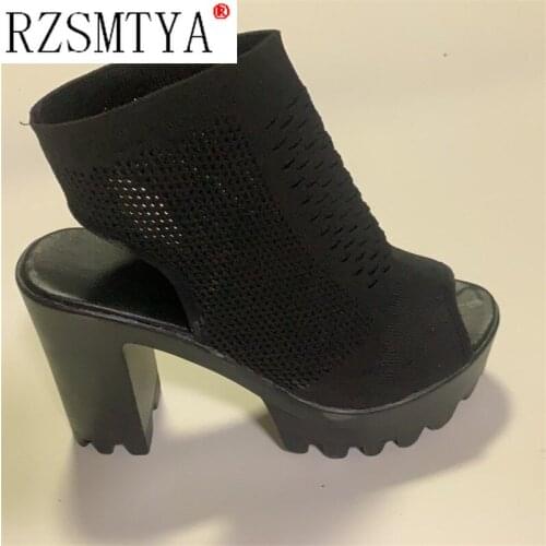 Spring Woman Sandals Ladies Shoes Gladiator Casual Peep Toe Antiskid Bottom Zipper Med Thick Heels Wedding Sandalias Mujer