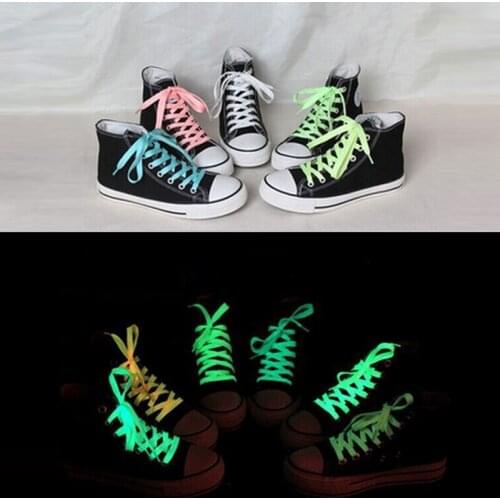Luminous Luminous Fluorescent Shoelaces Luminous Luminous Sneakers Flat Canvas Shoelaces Luminous Hollow Woven Shoelaces