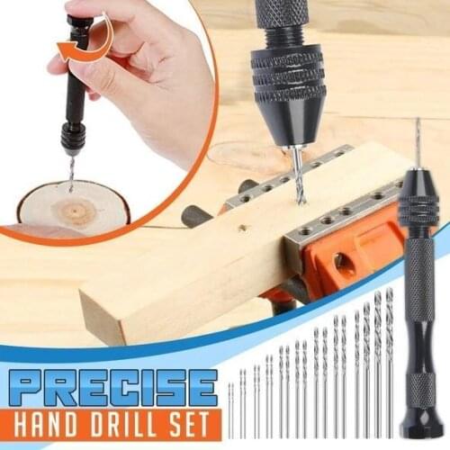 Precise Hand Drill Set 0.5-3.0mm Black Hand Twisted Diamond Vajra Bodhi Model Punching DIY Tool Set