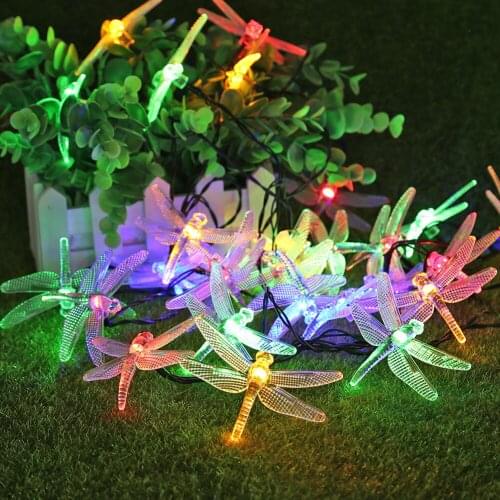 Dragonfly Shape Solar Light Outdoors Lamp LED Garden Waterproof Light Solar Power Lawn Christmas Decoration Solar String Light