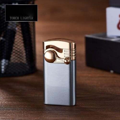 High-end Rocker Butane Jet Lighter Mini Torch Metal Gas Lighter Blue Flame Windproof Cigarette Cigar Lighter Mens Womens Gifts