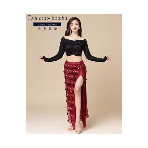Belly dance practice clothes sexy top + sequin skirt stage practice clothes women elegant oriental dance performance costumes