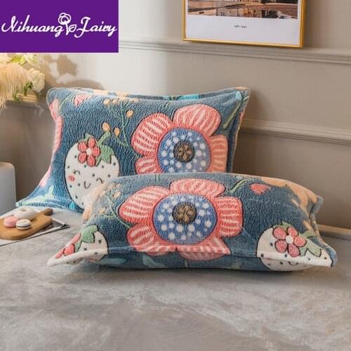 Snow fleece warm pillowcases a pair of double-sided fleece thickened pillowcases dorm coral fleece pillowcases