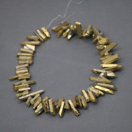 Gold Healing Crystal Quartz Bead, Top Drilled Gradient Matt Point Pendant, Rock Fashion Women Fine Jewelry Necklace-Kindgems