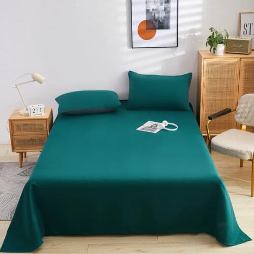 1 pc Flat Bed Sheet King Size Bed Linen Queen Size Top Sheet Green Solid Color Soft Bed Sheet Double Size (no pillowcase)