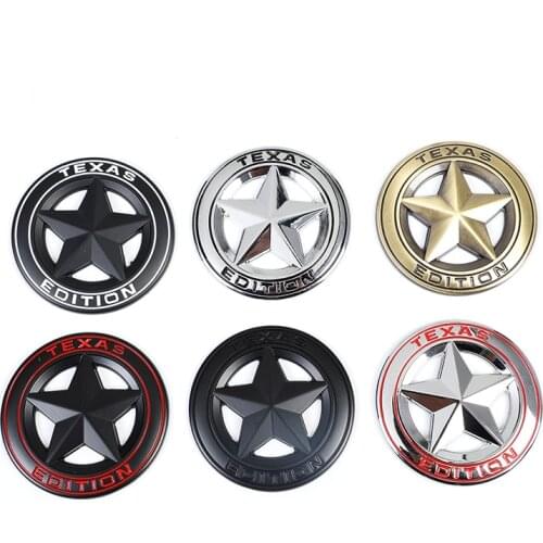 1Pcs 3D Metal Car Sticker Texas Version Pentagram Logo Badge Decoration Accessory For Jeep Wrangler Cherokee Free Grand