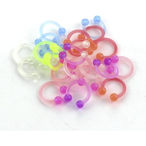 10/20PCS Luminous Acrylic Tongue Ring For Women Ear Septum Nipple Piercing Bar Bell Navel Lip Eyebrow Piercing Nose Body Jewelry