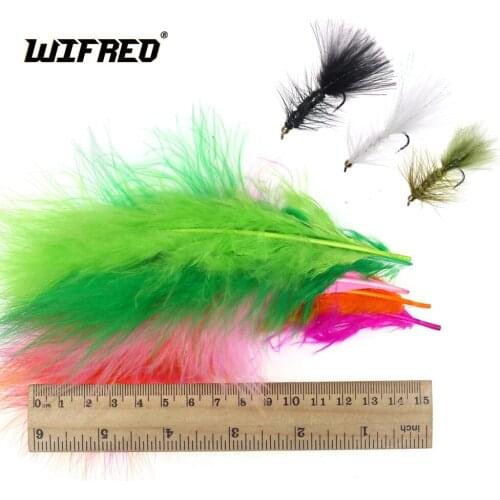100pcs Multiple Color Turkey Marabou Blood Quill Woolly Bugger Fly Tying Feather Fly Fishing Lure Making Pink White Black Green