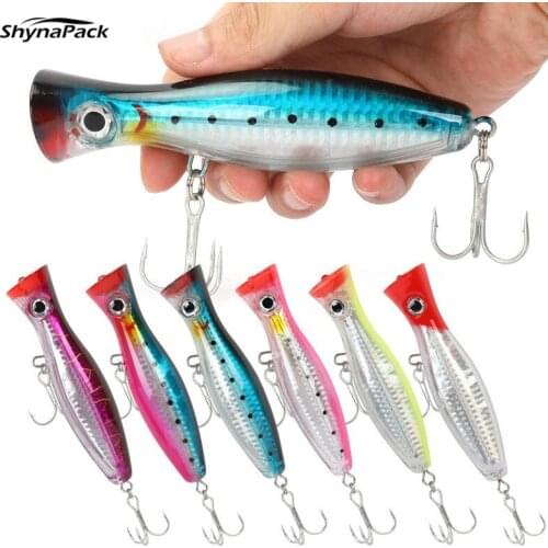 120mm Popper Fishing Lure Hard Artificial Bait Floating With 2 Treble Hooks Fishing Wobbler Crank Baits Carp Fishing Accessories