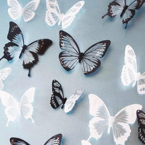 18pcs/lot 3d crystal Butterfly Wall Sticker Art Decal Home decor for Mural Stickers DIY Decals PVC Christmas Wedding Decoration