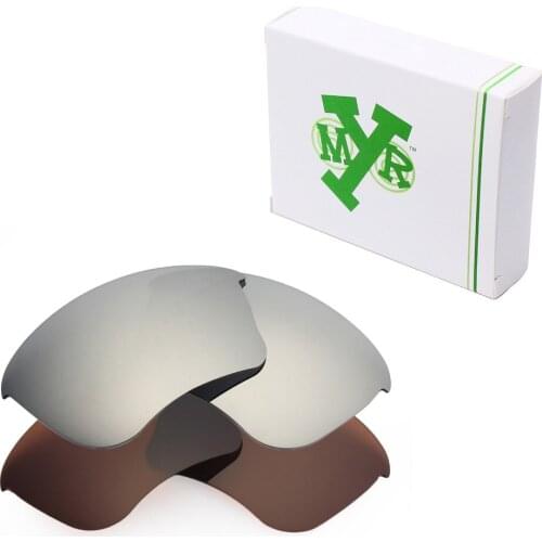 2 Pairs Mryok POLARIZED Replacement Lenses for Oakley Half Jacket XLJ Sunglasses Silver Titanium & Bronze Brown
