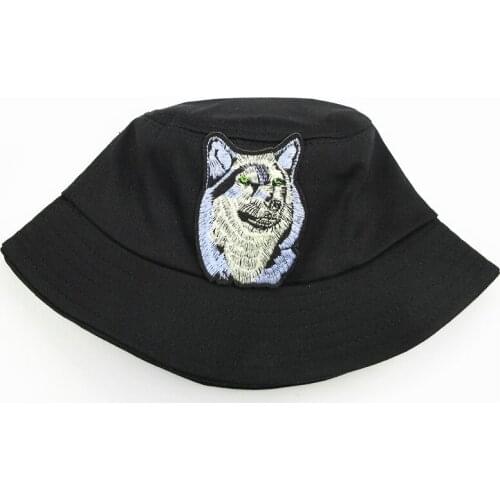 2021 Animal Embroidery Cotton Bucket Hat Fisherman Hat Outdoor Travel Hat Sun Cap Hats for Men and Women