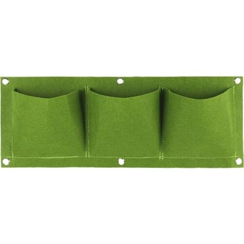 3 Pockets Green Wall-mounted Planting Bag Flowers Plant Grow Pot Wall Hanging Bags Life Household Items Flower Pots Decoration