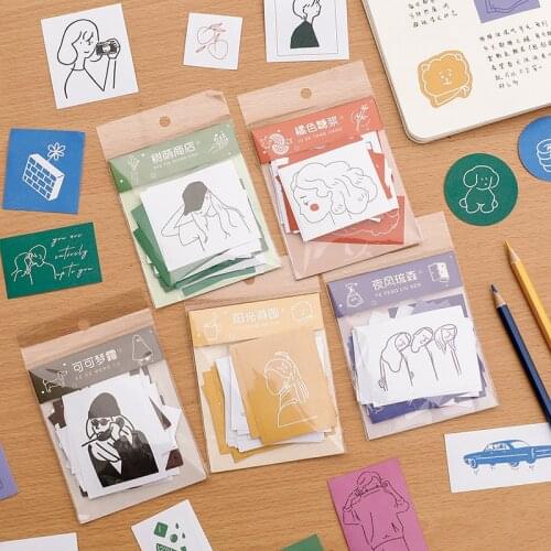 40pcs/bag Writable Paper Stickers Diy Diary Deco Planner Journal Decorative DIY Material Sticker Stationery Stickers