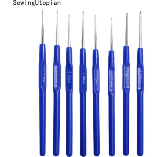 8PCS Lace Knitting Needles Metal Knitting Needles Crochet Hooks Kits DIY Hand Craft Crochet Wool Knitting Needles 0.6-1.75mm